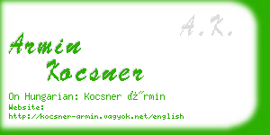 armin kocsner business card